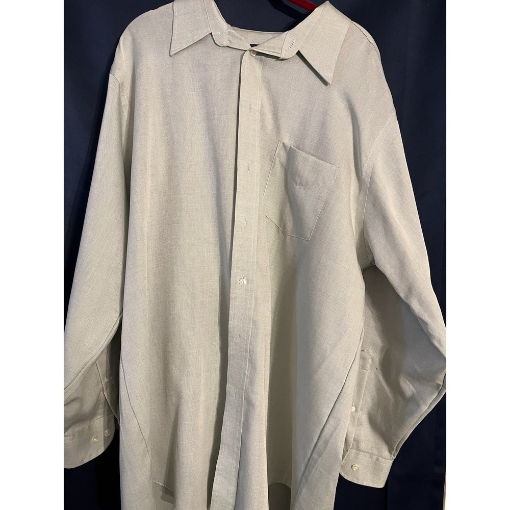 Stafford Wrinkle Free Pinpoint Oxford Button Down Shirt Men 17.5 34 35 Beige